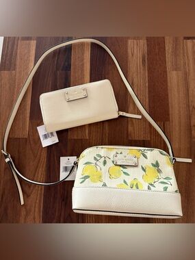 kate spade Cream Crossbody Bag with Yellow Lemon Print & matching wallet